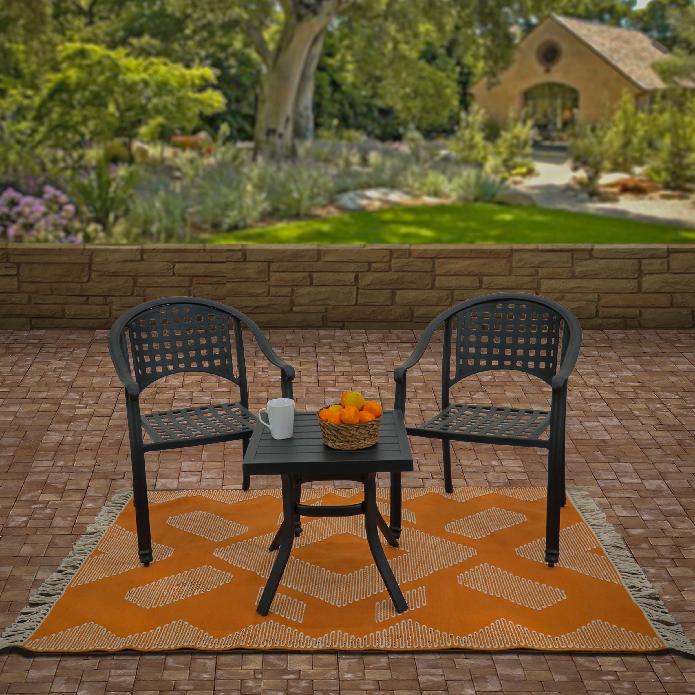 5x7 ft. Hand Woven Papaya Outdoor Rug - Durable & Waterproof for Patio, Deck, Garden, and Poolside Use