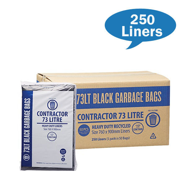 Heavy Duty Contractor 73Lt Black Trash Bags - Extra Thick Garbage Bags for Construction Sites, Commercial Use & Home Cleaning (Pack of 50) - Perfect for Job Sites, Warehouses & Large Waste Disposal