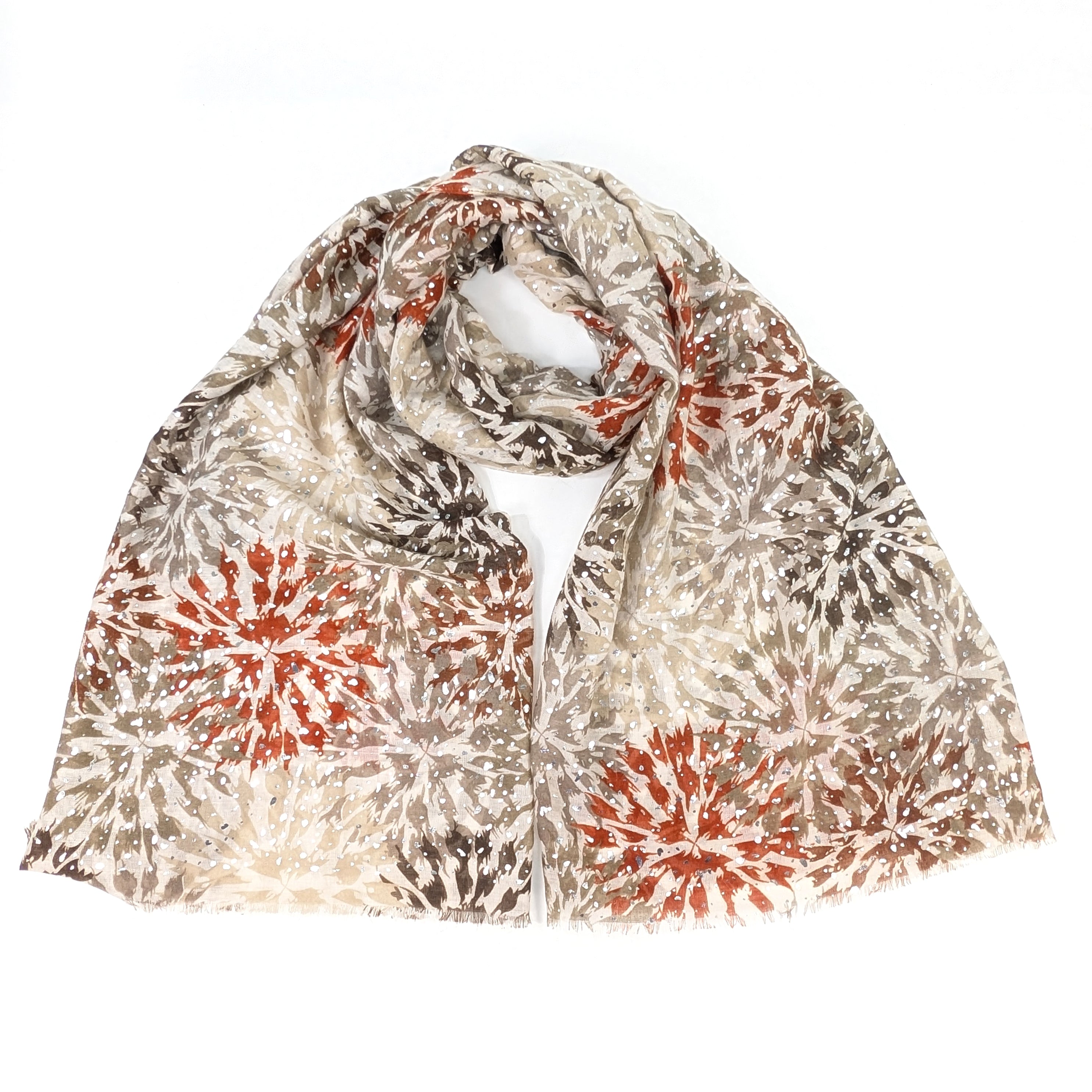 Flower Burst Scarf (90x180cm) - Natural Cotton Lightweight Womens Fashion Accessory for Spring Summer Outfits & Travel