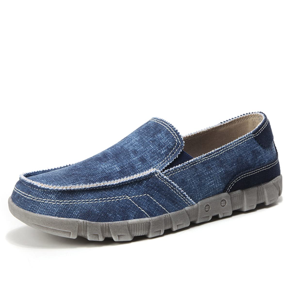 Freeior Men's Slip-On Canvas Loafers - Comfortable Vintage Boat Deck Shoes for Casual Wear, Walking & Outdoor Activities