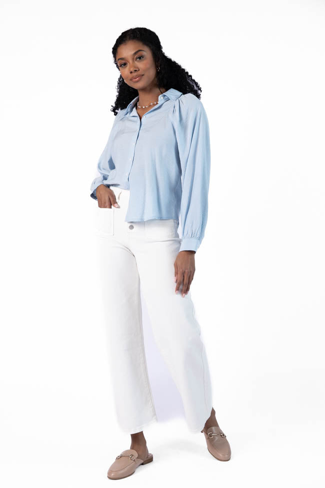 Classic Blue Button-Down Blouse for Women | Basic Foundation Shirt | Office Wear & Casual Outfits | Final Sale