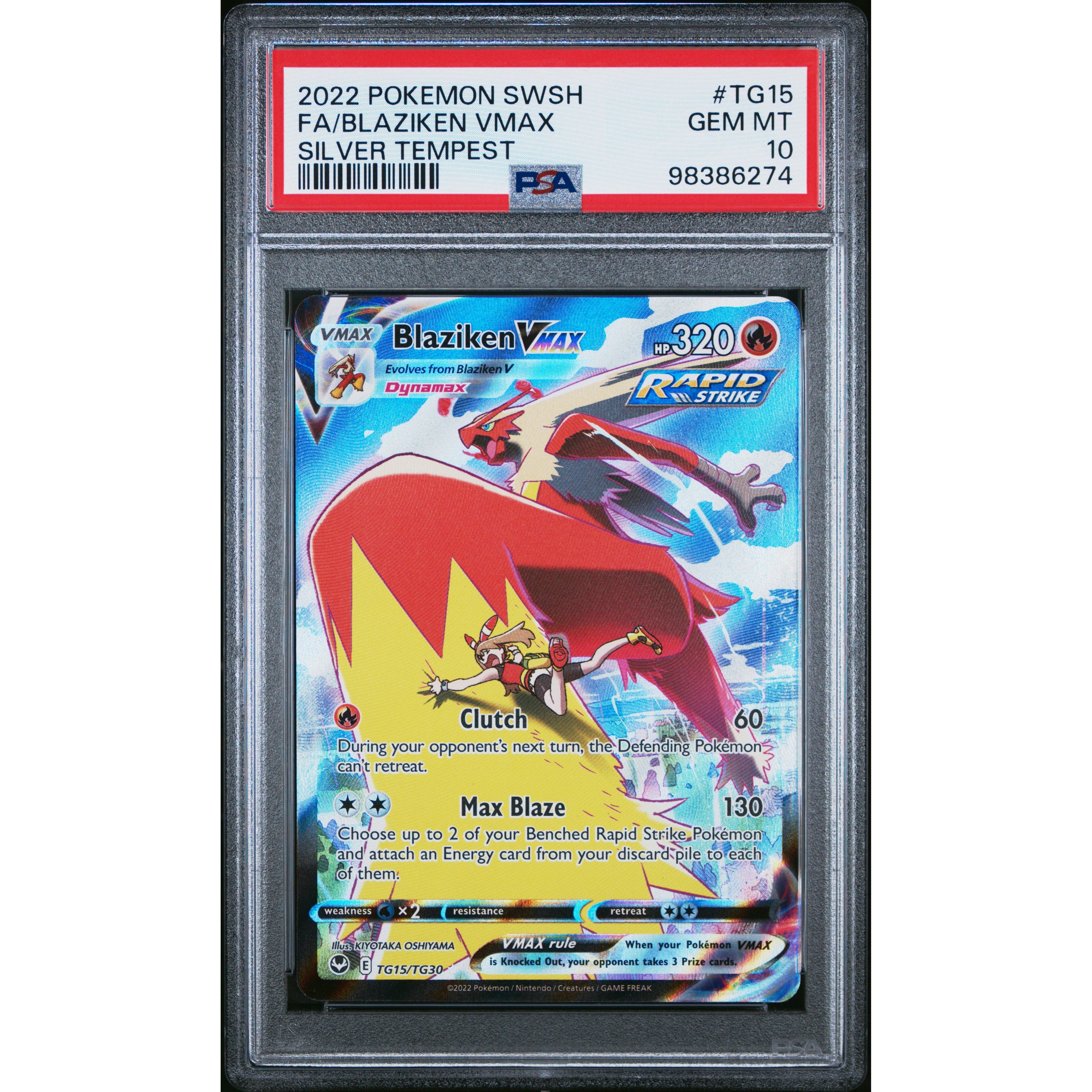 2022 Pokemon Silver Tempest Blaziken VMAX TG15/TG30 PSA 10 Graded Card - Rare Collectible for Trading Card Game Players & Pokemon Fans