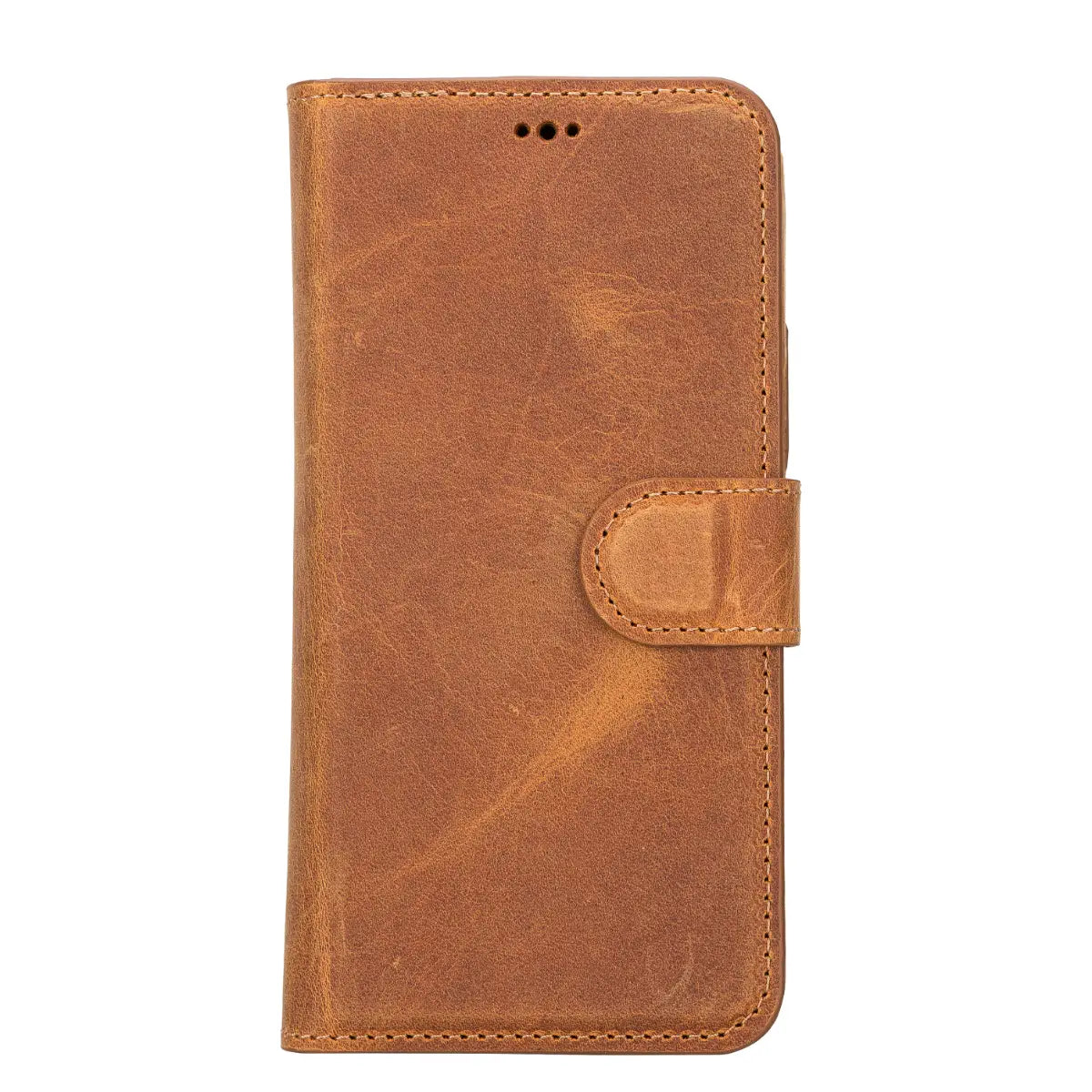 Premium Genuine Camel Brown Leather Wallet Case for iPhone 14 - Slim RFID Blocking Card Holder & Phone Cover (Perfect for Travel, Business & Everyday Use)