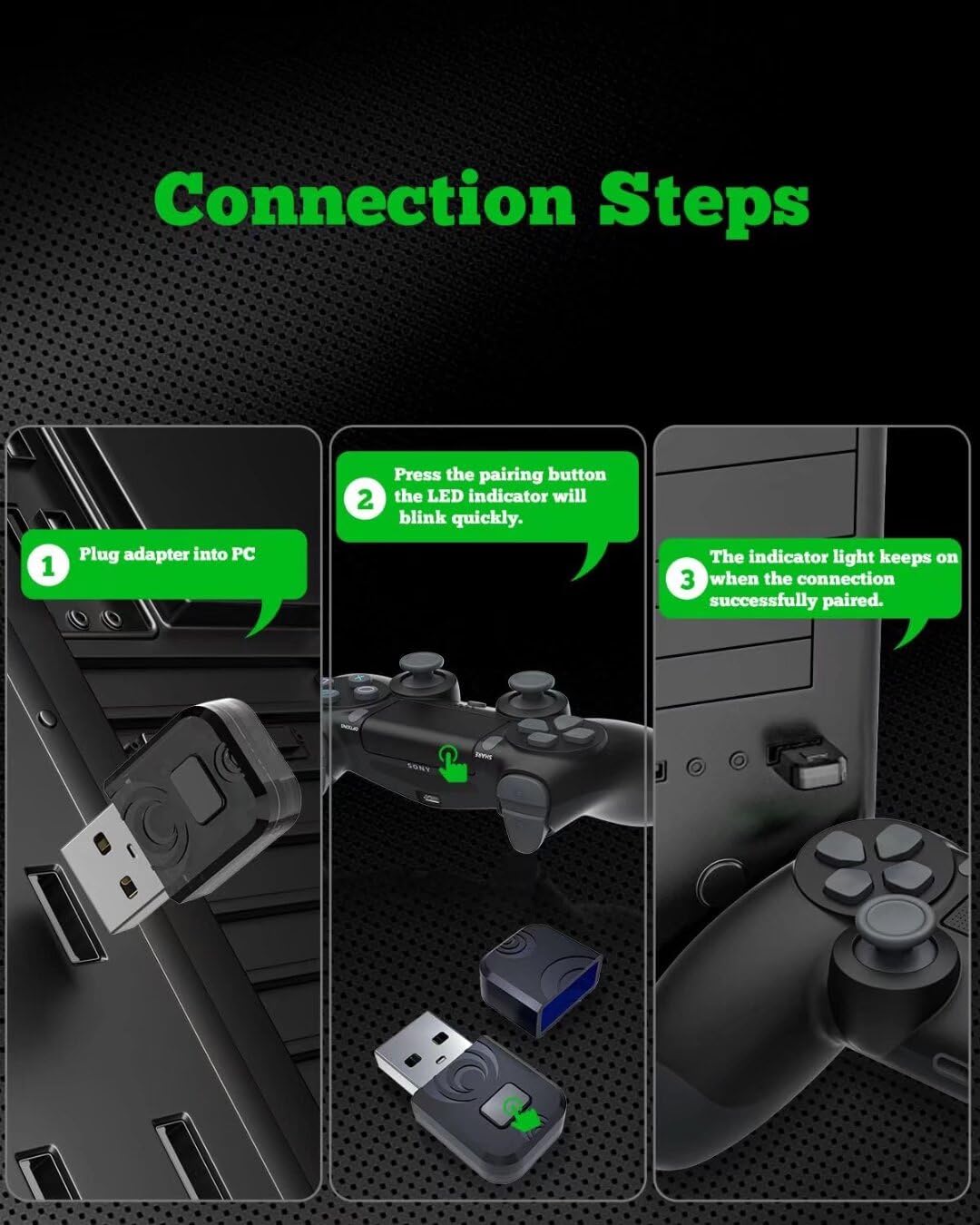 Wireless Controller Adapter for PS4/PS5/Switch/PC - Gaming & Tesla Use