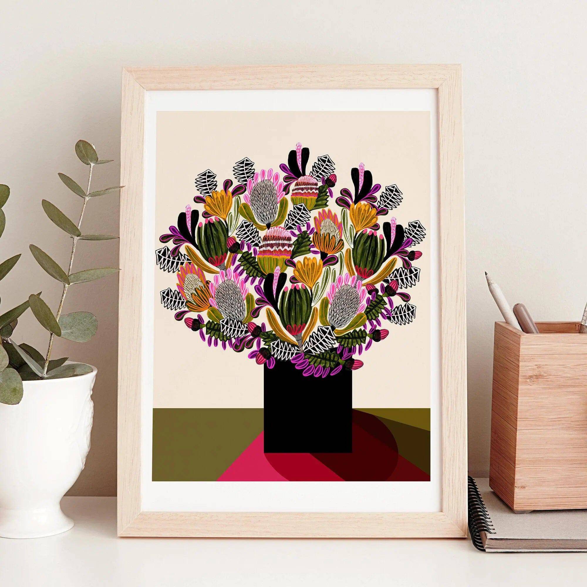 Australian Flowers Wall Decor - Botanical Art Print for Home & Office - Perfect for Living Room, Bedroom & Office Decor