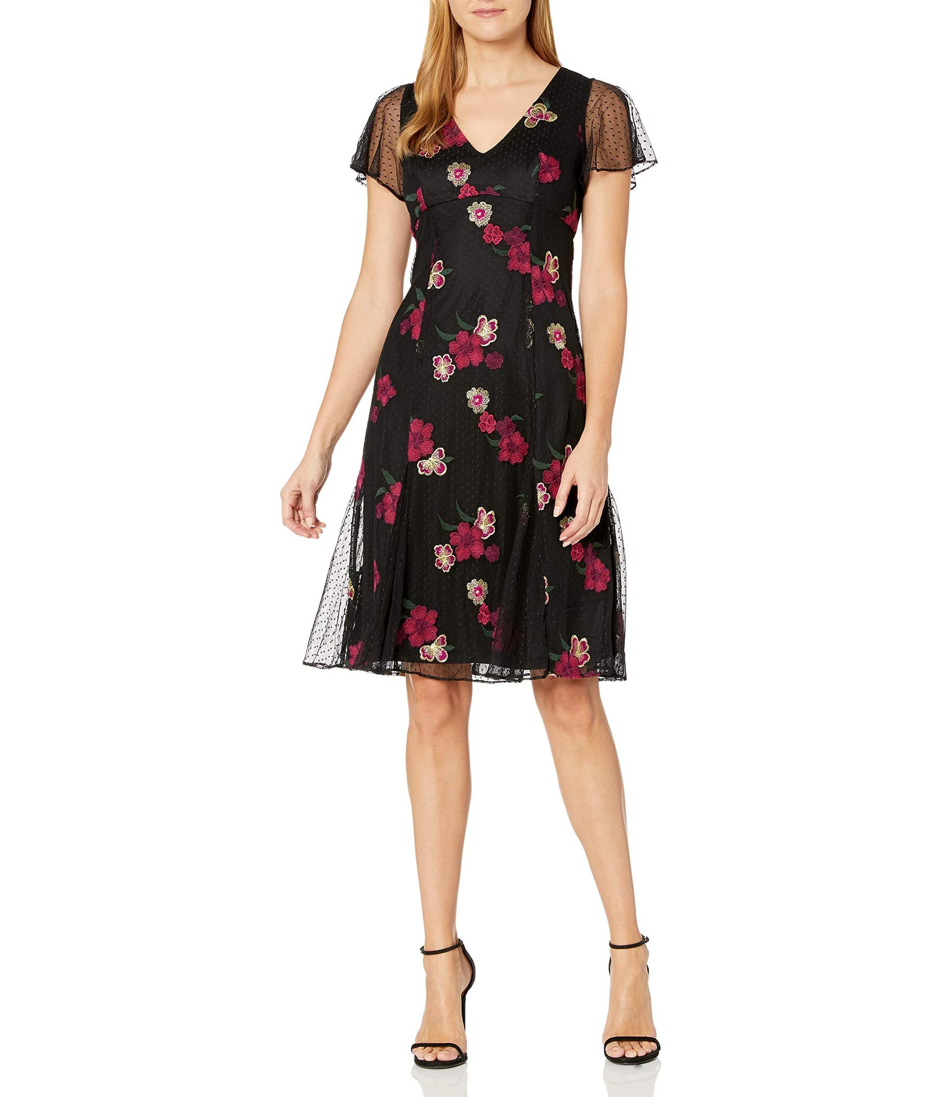 Adrianna Papell Women's Floral Embroidery Boho Maxi Dress - Elegant Summer Beach Wedding Party Outfit for Vacation & Date Night