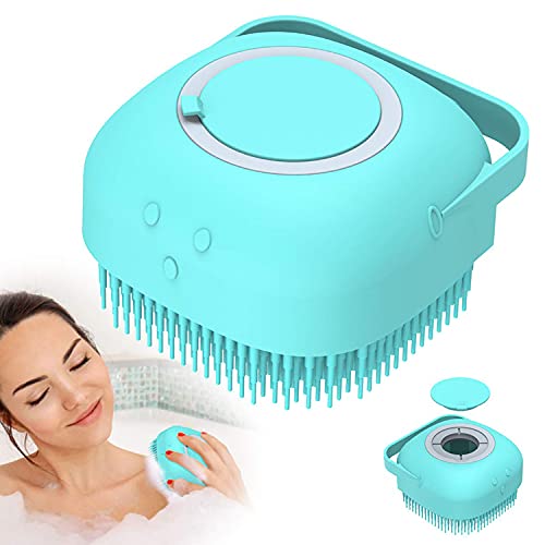 Biltoxi Silicone Soft Bath Body Brush with Shampoo Dispenser - Exfoliating & Massaging Shower Brush for Sensitive Skin - Pack of 1 (Multicolor) - Perfect for Spa, Home & Travel Use