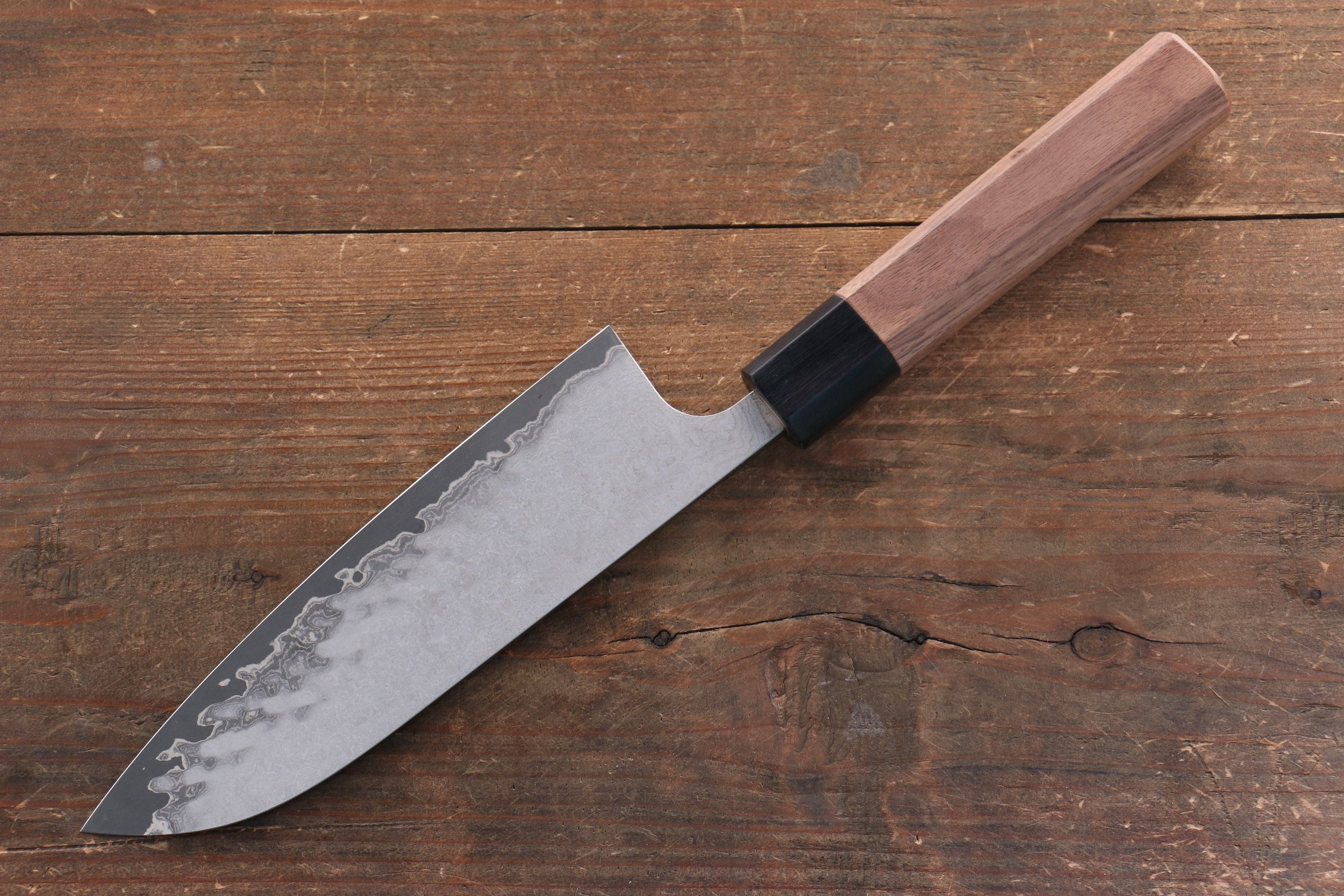 Nao Yamamoto VG10 Black Damascus Santoku Knife 165mm with Walnut Handle - Premium Japanese Kitchen Knife for Slicing, Dicing, and Chopping Vegetables, Fruits, and Meat