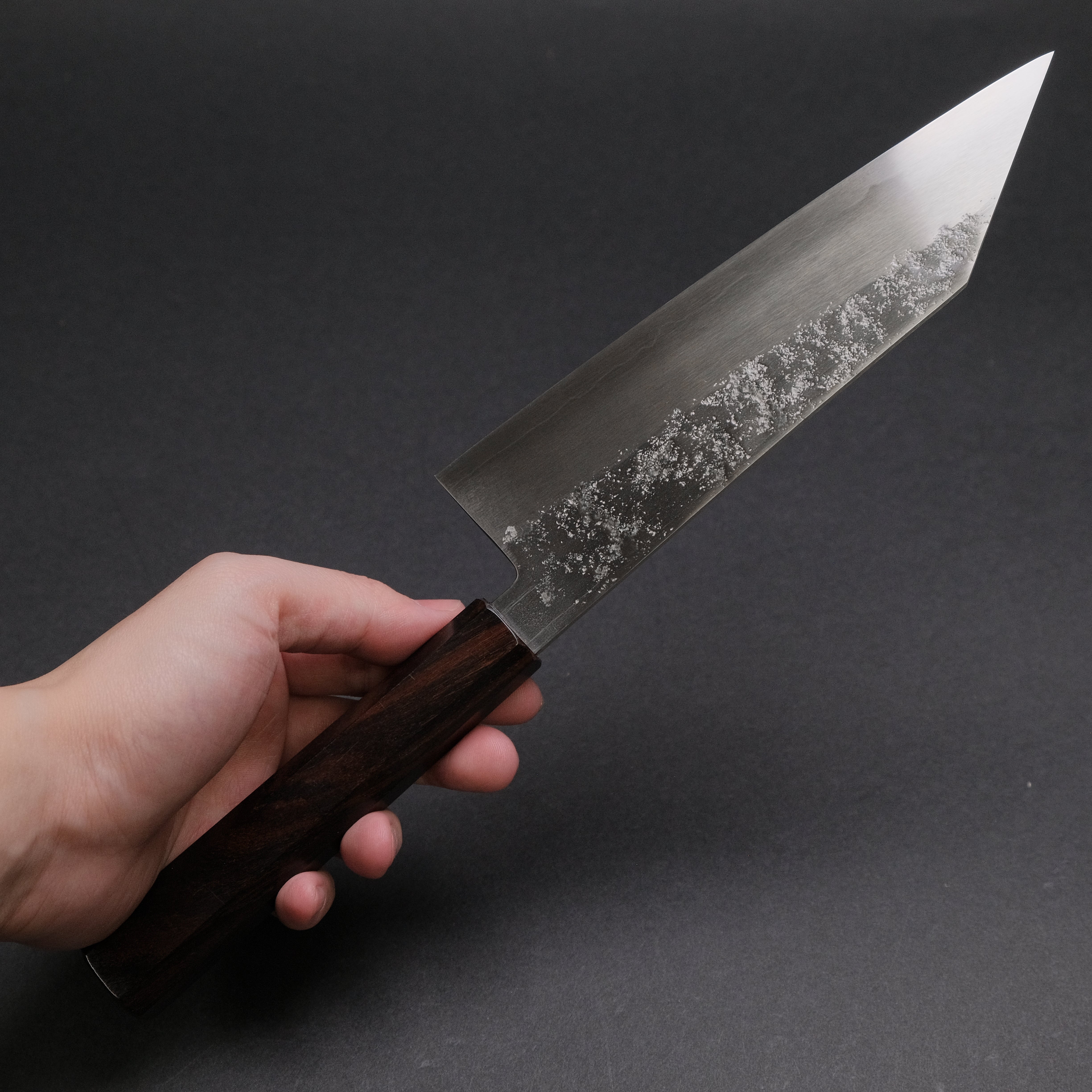 Hitohira Imojiya TH Silver #3 Nashiji Bunka 180mm Japanese Chef Knife with Ebony Handle - Perfect for Sushi, Vegetables & Precision Cutting