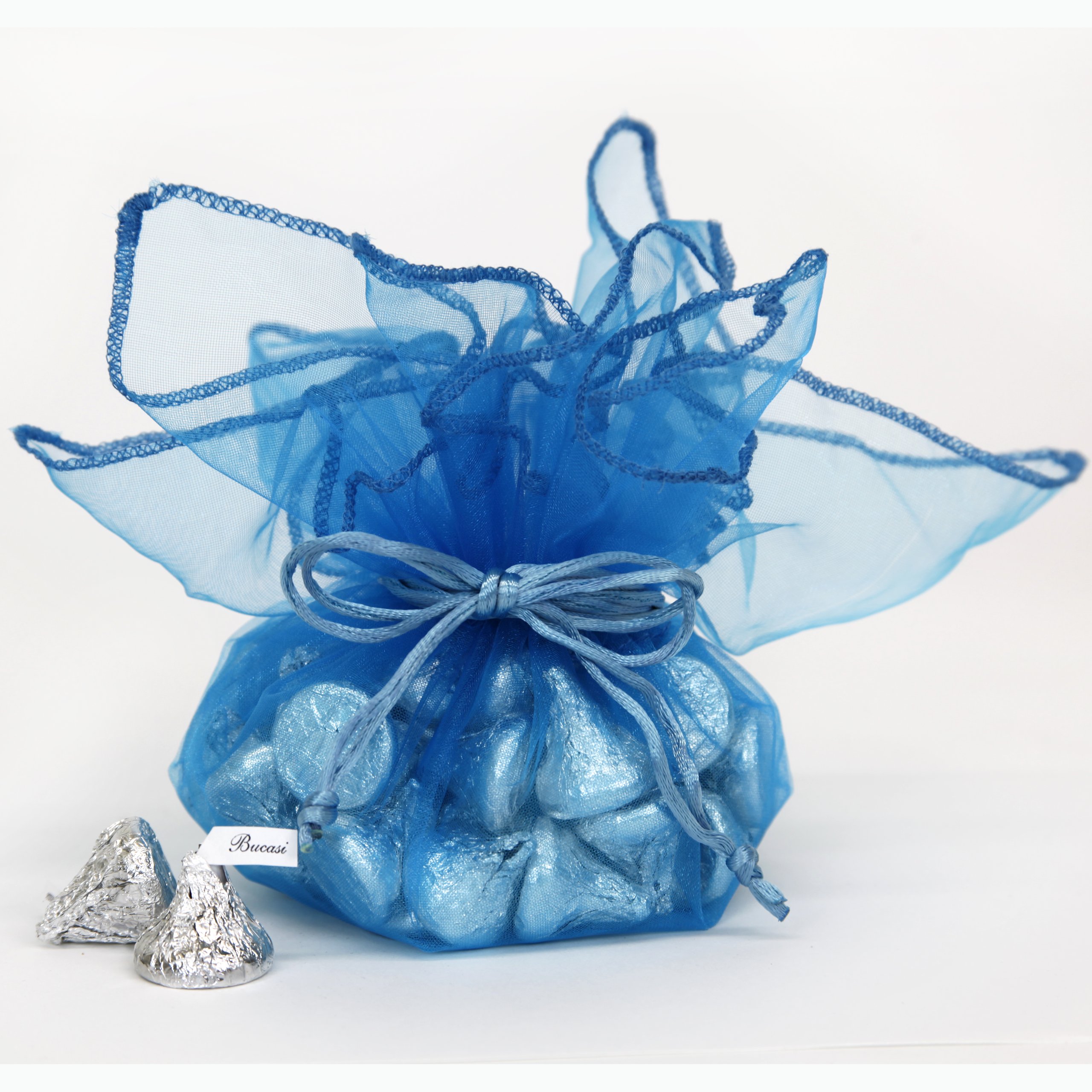 30 Designer Organza Fabric Gift Bags - Elegant Party Favor Pouches for Wedding, Baby Shower & Birthday Gifts - Neon Turquoise Blue Packaging - Perfect for Jewelry, Candies & Small Gift Wrapping