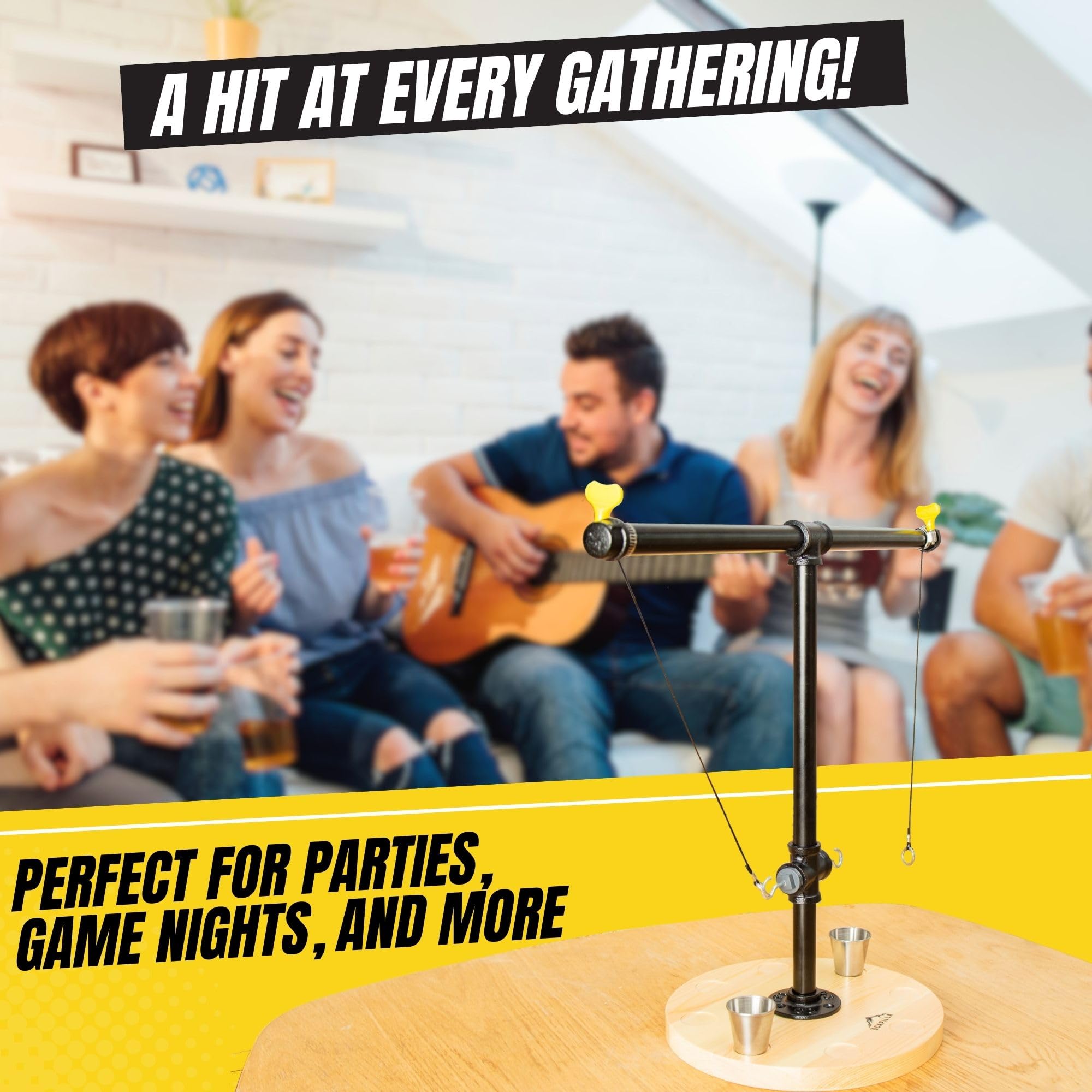 Hook and Ring Battle Game Set - Large 21x17 Inch Tabletop Ring Toss Game for Adults & Kids - Fun Drinking Party Game with Scoring Ladder & Shot Glasses - Perfect for Indoor/Outdoor Gatherings, BBQs, and Family Game Nights