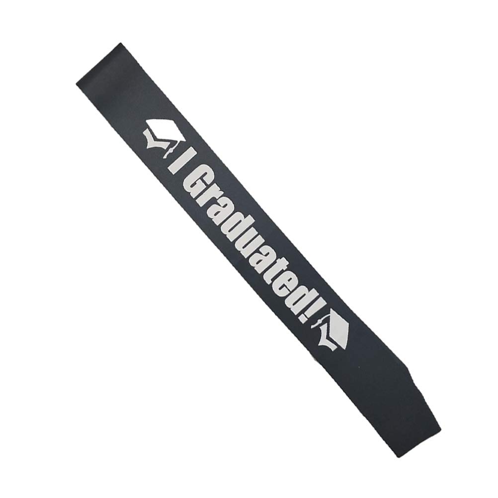 Unisex Black & White Satin Graduation Sash - Elegant Graduation Party Accessory for High School & College Ceremonies