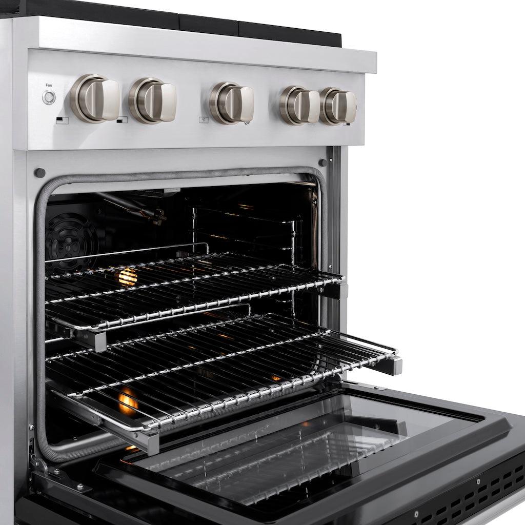 ZLINE 30 Inch 4.2 Cu. Ft. Stainless Steel Gas Range with 4 Burner Cooktop & Convection Oven - Black Matte Door (SGR BLM 30) - Perfect for Modern Kitchens, Home Chefs & Entertaining
