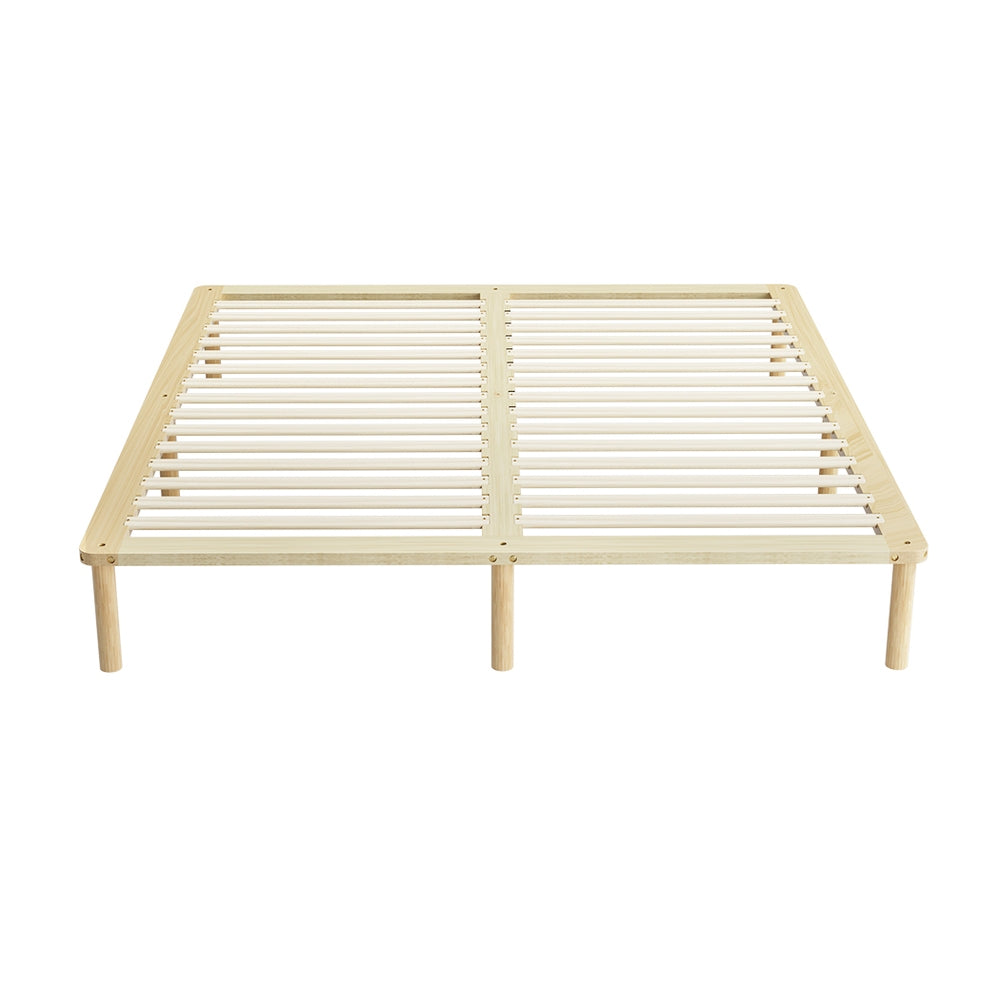 Amba Minimalist King Wooden Bed Frame - Solid Pine Wood Platform Bed with Headboard - Perfect for Modern Bedroom, Guest Room & Master Suite