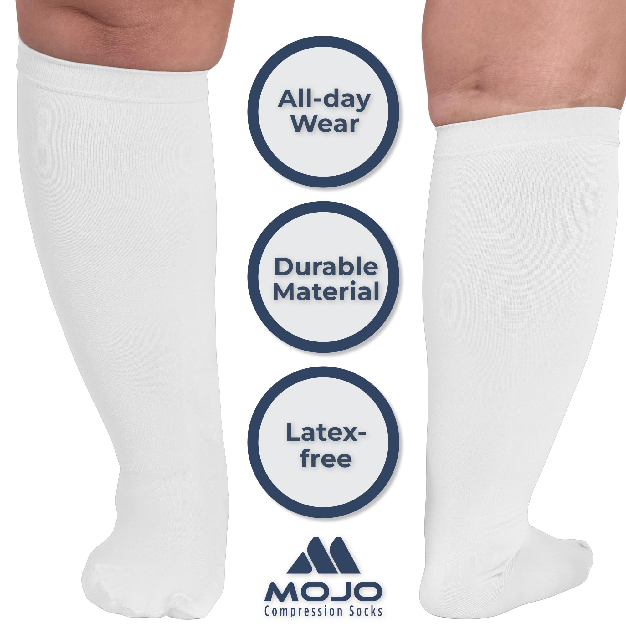 Mojo 20-30mmHg Medical Grade Compression Socks for Women & Men - Knee High Support Stockings for Circulation, Travel & Recovery - Perfect for Nurses, Athletes & Long Flights
