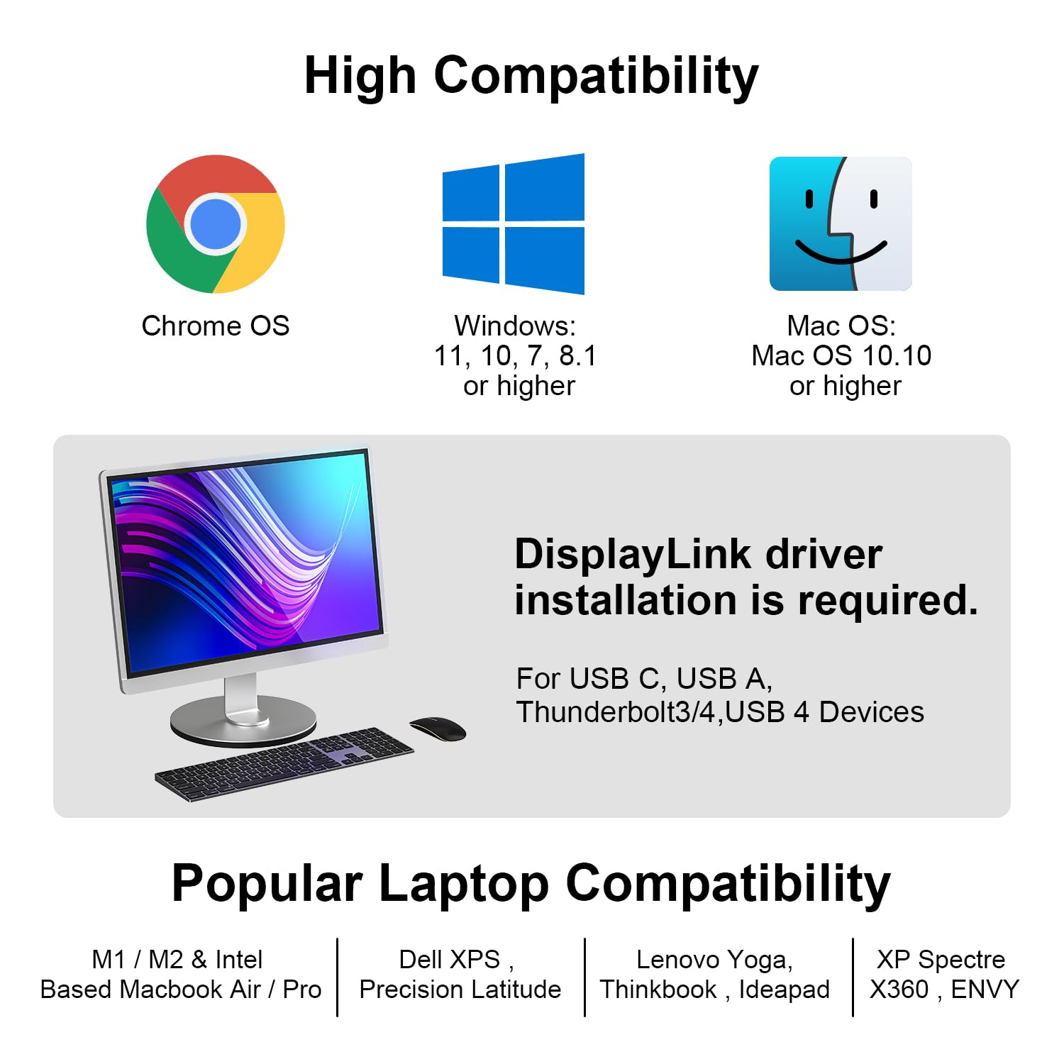 RGEEK 4K HDMI Splitter 1 in 3 Out - Dual Monitor Extender with USB 3.0/USB-C to HDMI Adapter, Supports 4K@60Hz for Windows/Mac OS M1 M2 - Perfect for Home Office, Gaming & Multi-Tasking Workstations