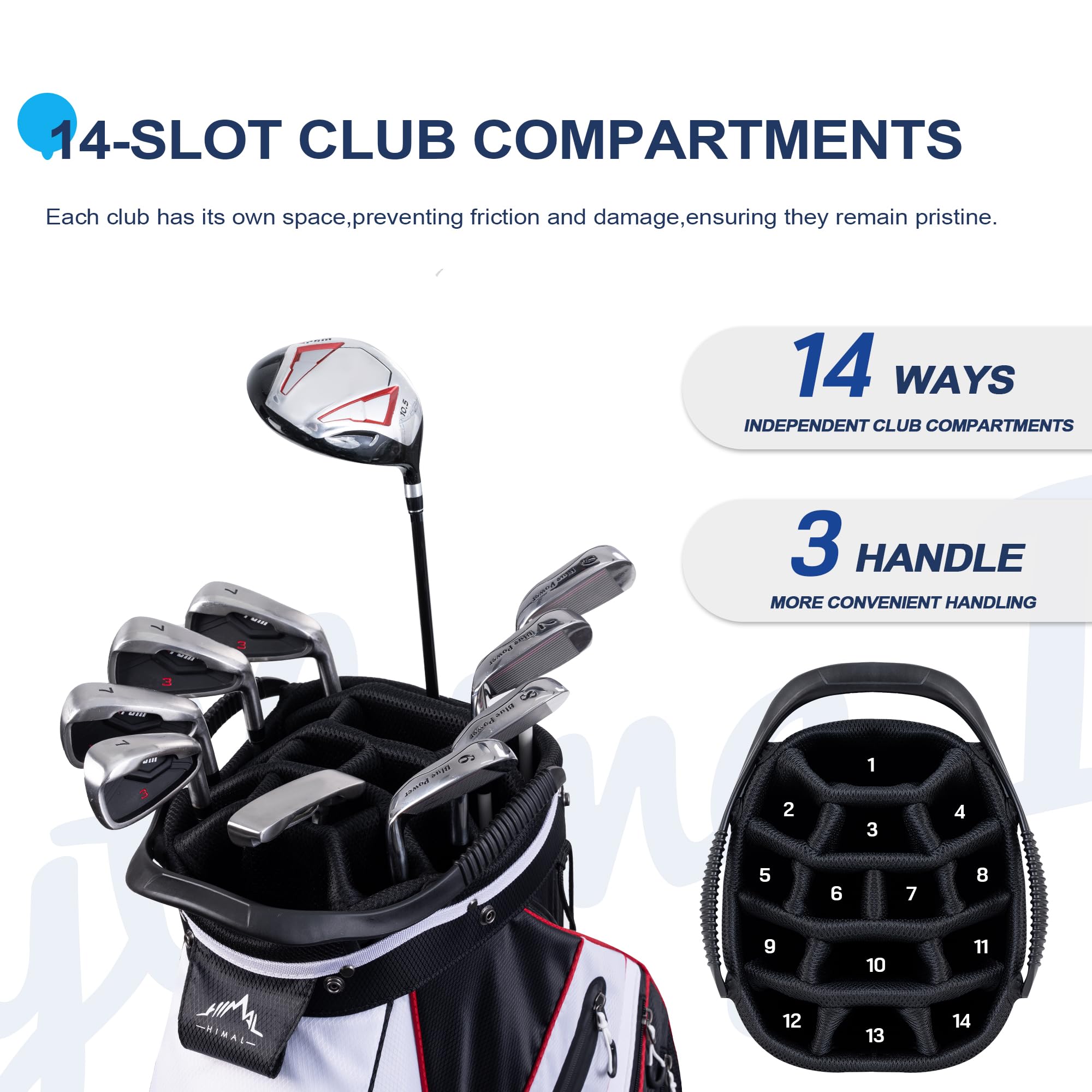 14-Way Golf Cart Bag with Organizer Divider & Rain Cover - Premium Golf Stand Bag for Men & Women - Perfect for Golf Course, Driving Range & Travel