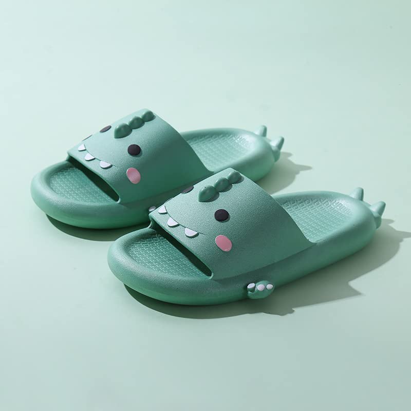 Dinosaur Slippers for Kids - Soft Open Toe Summer Slippers for Toddlers & Little Kids - Cute Bathroom & Beach House Shoes for Boys & Girls - Perfect for Indoor Play, Poolside & Vacation