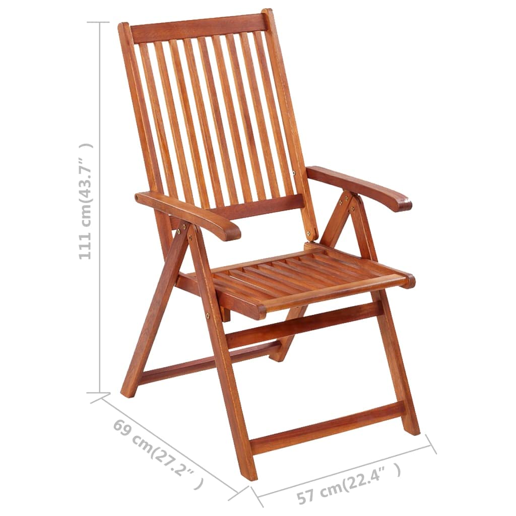 vidaXL Solid Acacia Wood Folding Patio Chairs with Cushions – Set of 3, Retro Style Outdoor Furniture, Adjustable & Comfortable Garden Chairs, Easy Maintenance Green Patio Seating – Perfect for Backyard, Poolside, and Terrace Relaxation