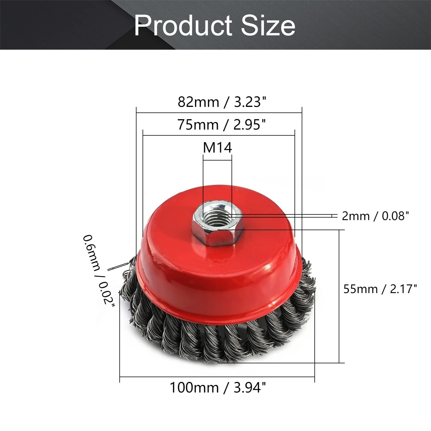 Utoolmart 100mm Steel Wire Cup Brush - 3 Pcs with M14 Thread for Metal Cleaning & Polishing