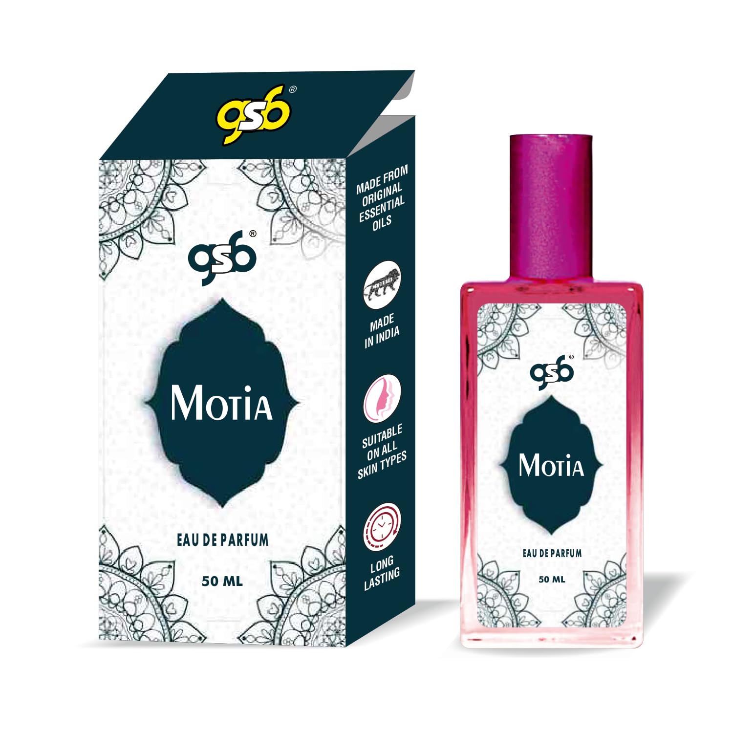 GSB Motia Eau De Parfum for Men & Women - 50ml Luxury Long Lasting Perfume Spray | Perfect for Date Night, Office Wear & Special Occasions | Floral Scent EDP