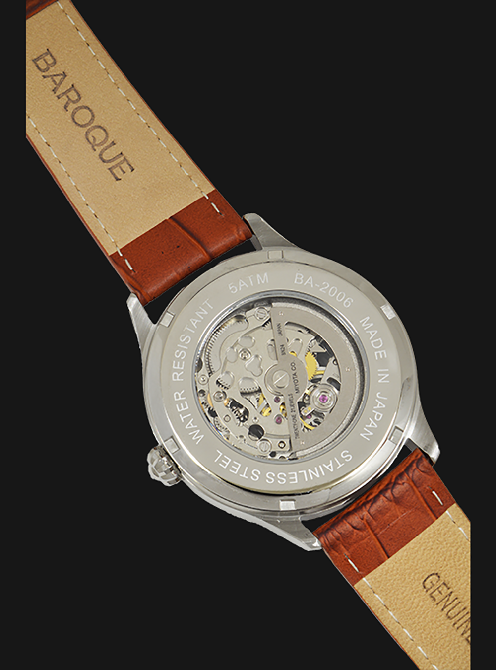 BAROQUE Luxury Watch BA2006S - 18K Gold Plated Japanese Made Automatic Watch for Men - Perfect for Business, Formal Events & Special Occasions