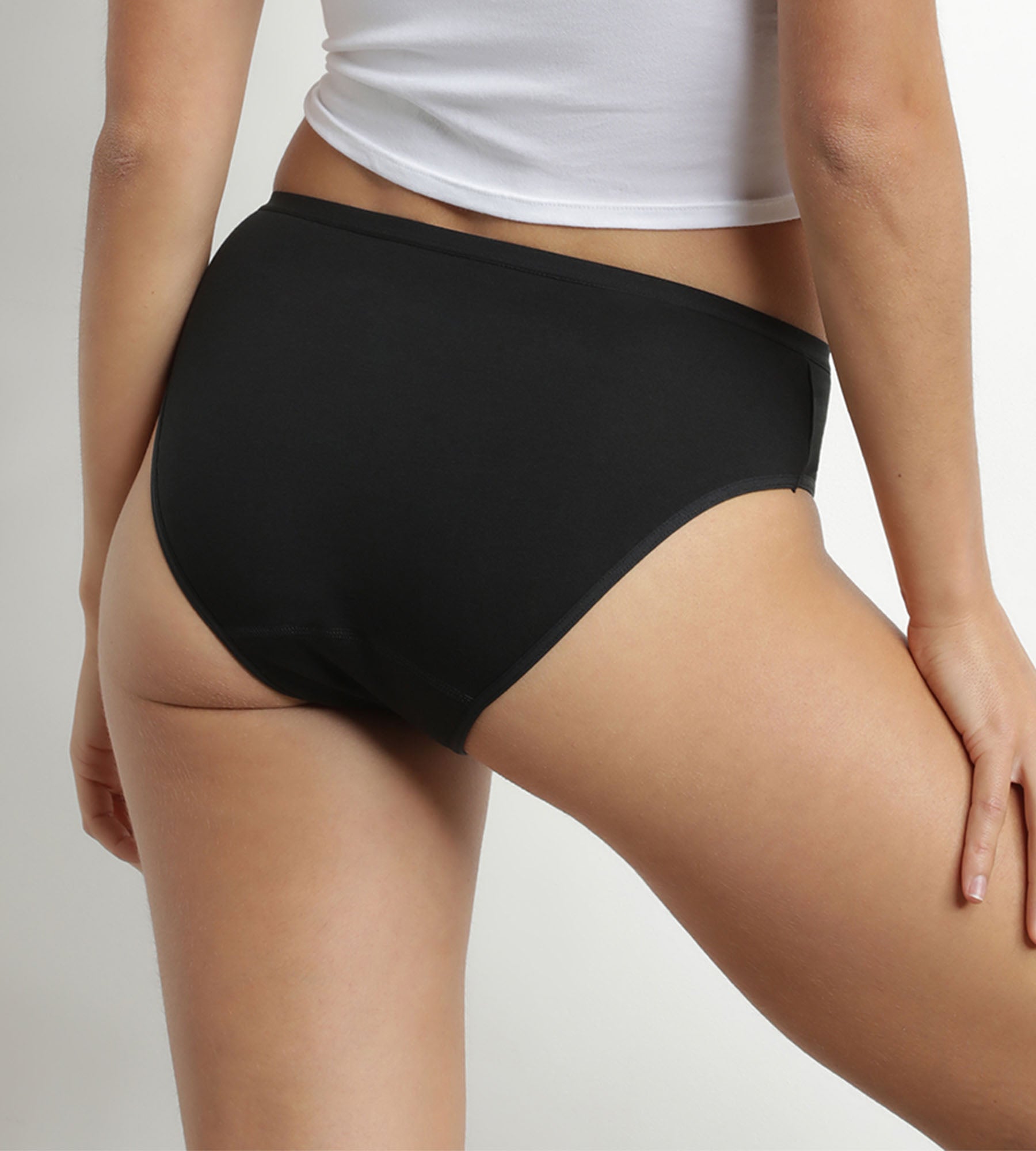 DIM Stretch Cotton Reusable Absorbent Panties - Black | Comfortable & Eco-Friendly Period Underwear for Women | Perfect for Light Flow Days & Postpartum Care