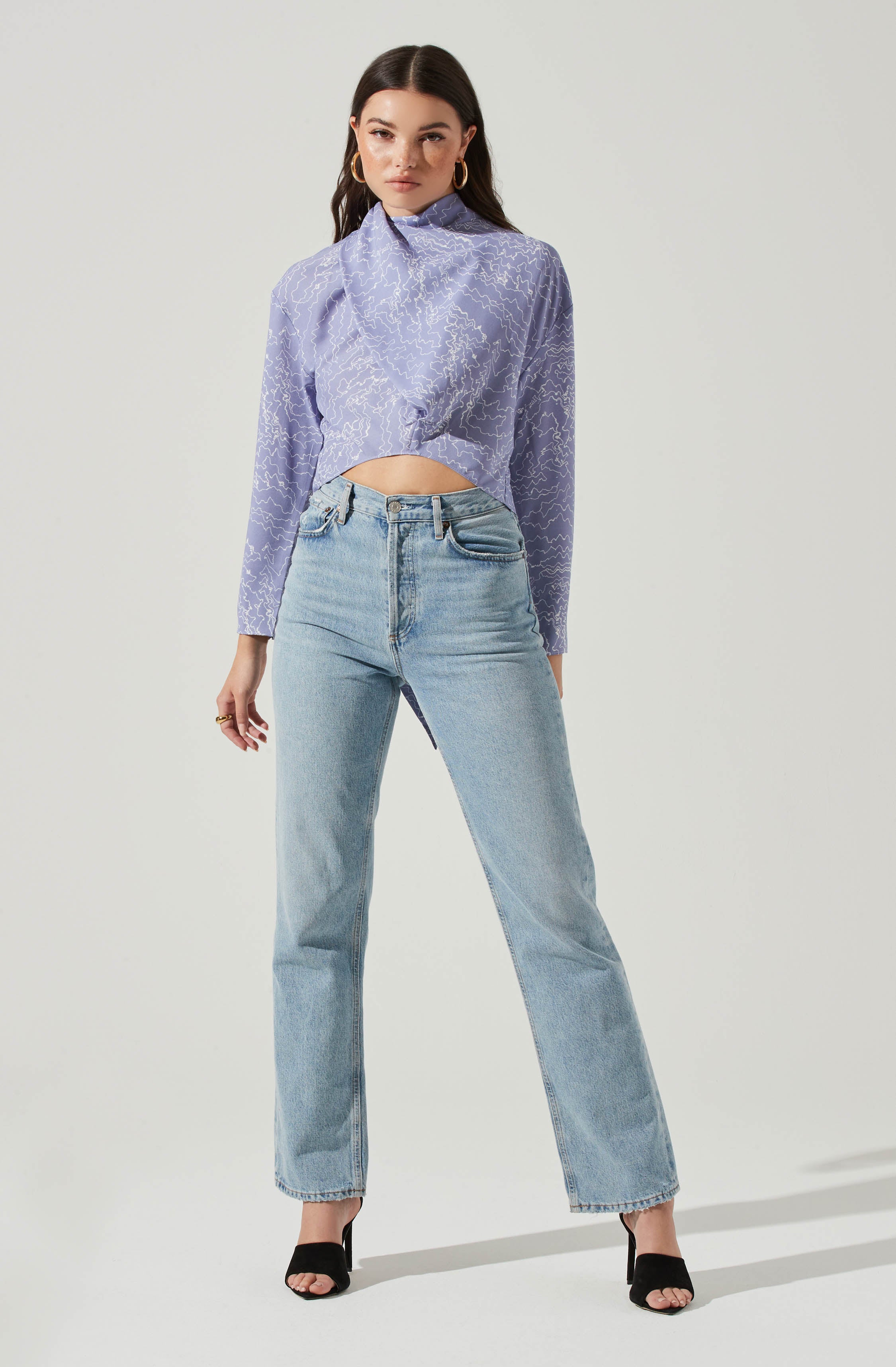 Elegant Long Sleeve Drape Tie Back Neck Blouse for Women | Chic Party & Office Wear | Perfect for Date Nights & Professional Events