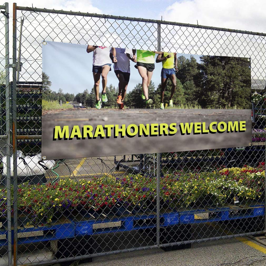 **Durable Vinyl Banner 48x96 Inches - Weatherproof Outdoor Advertising Sign with 8 Grommets for Business, Events & Yard Signs - Perfect for Marathons, Trade Shows & Industrial Use**