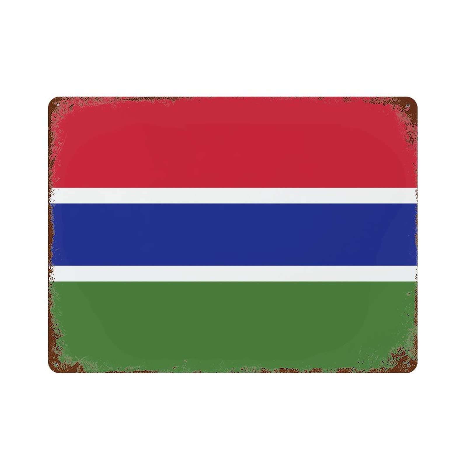 16x12 Inch Gambia Flag Aluminum Metal Sign - Outdoor Patio Decor, National Pride Wall Art for Home, Coffee Shop & Office - Personalized Customizable Wall Decor for Patriotic Displays & Gifts
