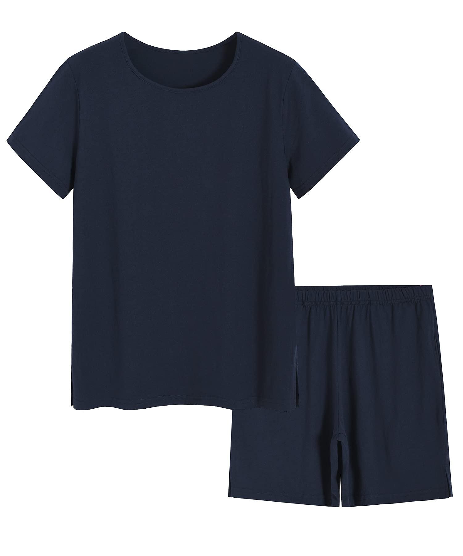 Women's Soft Cotton Pajama Set - Short Sleeve Sleep Shirt & Lounge Shorts - Comfy Nightwear for Bedtime, Relaxing at Home & Summer Sleepwear