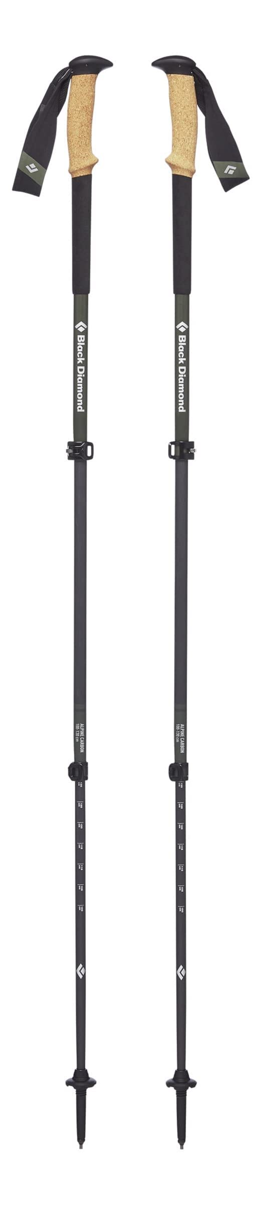Black Diamond Alpine Carbon Cork Trekking Poles - Pair of 2 Ultra Lightweight Carbon Fiber Hiking Sticks for Backpacking, Mountaineering & Hiking | Perfect for Tundra Terrain & Outdoor Adventures