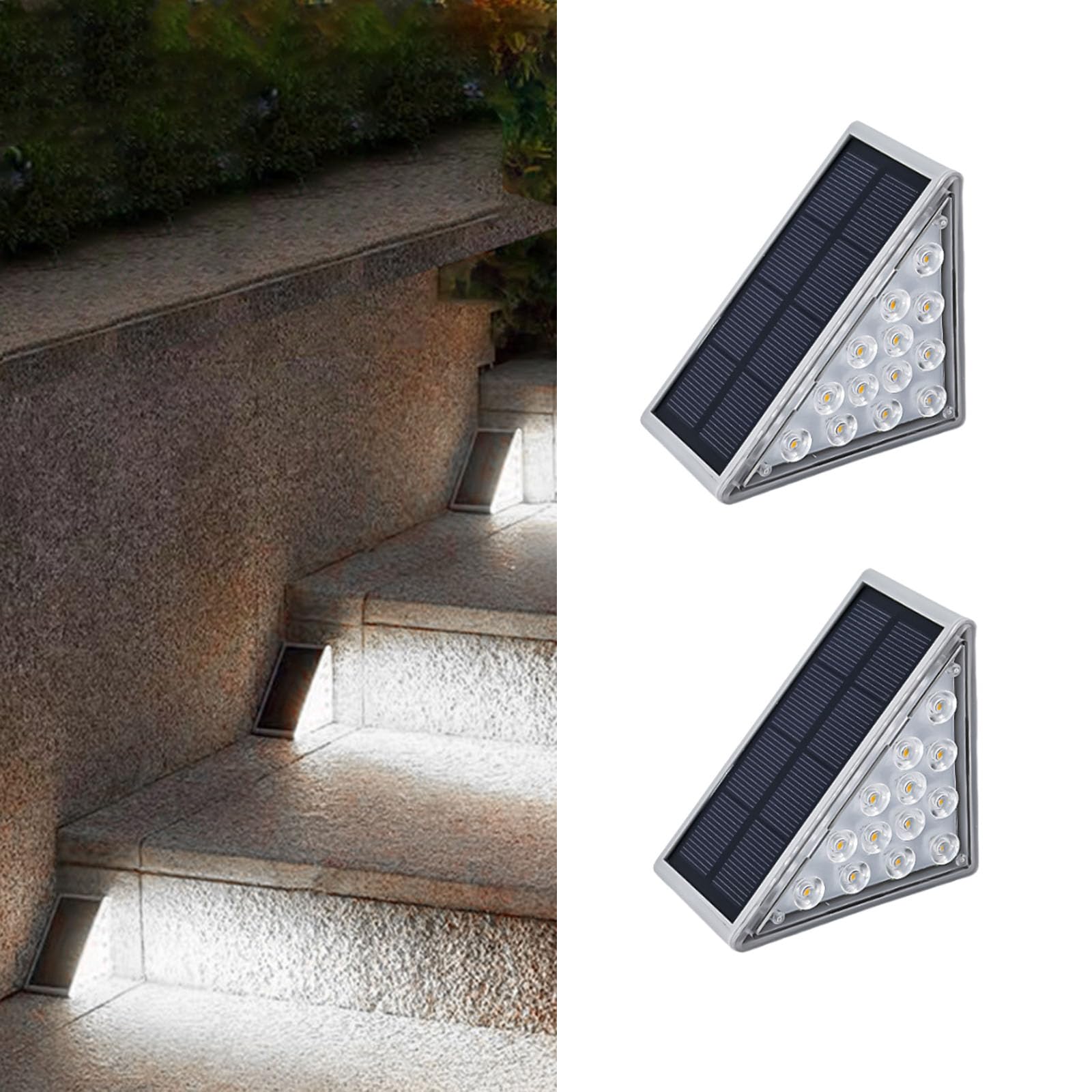 Outdoor Solar Step Lights - Waterproof LED Solar Lights for Stairs, Pathways & Gardens - IP67 Rated Weatherproof Solar Sensor Lights (2 Pack, White) - Perfect for Home, Patio & Landscape Lighting