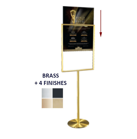 22x28 Deluxe Hospitality Sign Holder Floor Stand with Brass Finishes - Double Sided Frame for Restaurant, Hotel & Event Displays