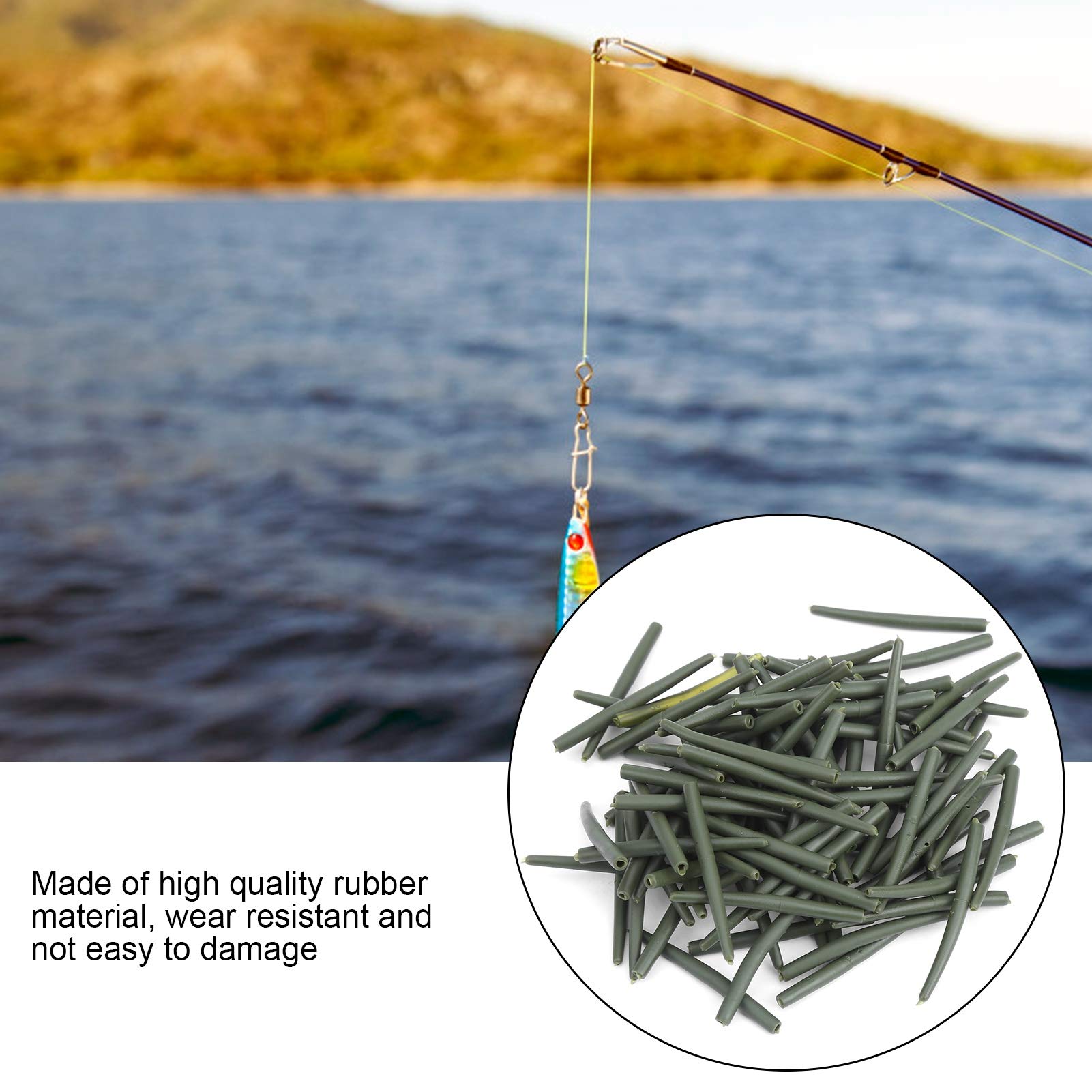 100Pcs Anti-Tangle Fishing Sleeves - Durable Rubber Fishing Line Protectors for Anglers | Perfect for Freshwater & Saltwater Fishing, Boat Trips, and Outdoor Adventures