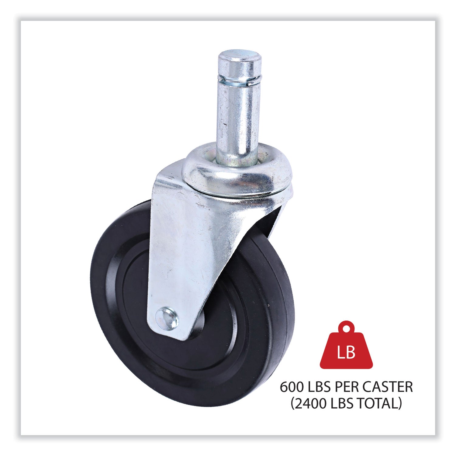 **Alera® Wire Shelving Casters with Hooded Design - 5-Wheel Set (2 Locking, Black) for Secure Mobility in Warehouses & Retail Storage**