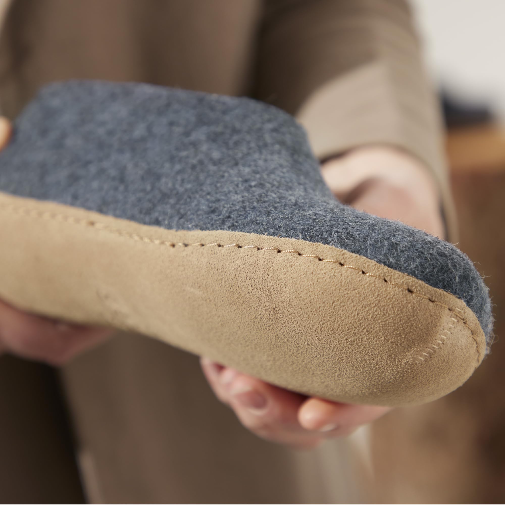Glerups Genuine Wool Slippers with Leather Outsole - Cozy Indoor & Outdoor House Shoes for Men and Women