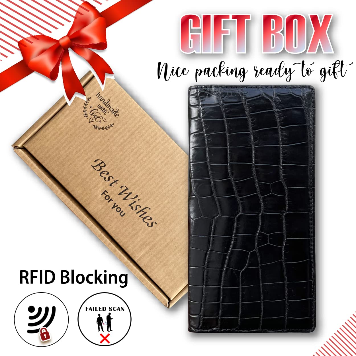 Premium Black Men's RFID Blocking Leather Wallet - Extra Capacity Checkbook & Credit Card Holder with 11 Slots, Expandable Design & Smartphone Pocket | Ideal for Business, Travel & Everyday Use (Model: LON11-CS)