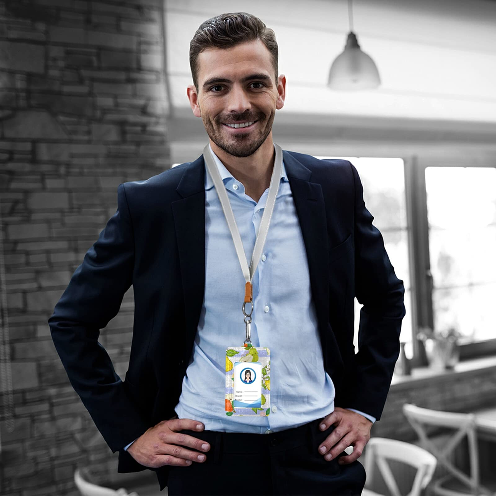 Colorful Vegan ID Badge Holder with Lanyard - Office & School Staff Use