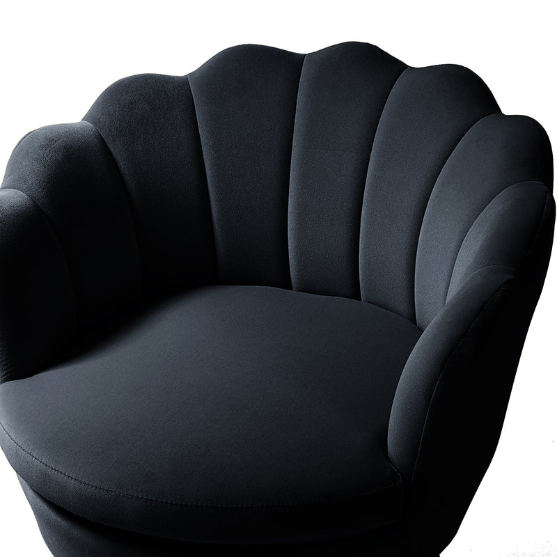 Evelia Velvet Scalloped Barrel Chair - Luxurious Velvet Accent Chair with Curved Back for Living Room, Bedroom & Office - Perfect for Reading Nook, Lounge Area or Home Decor