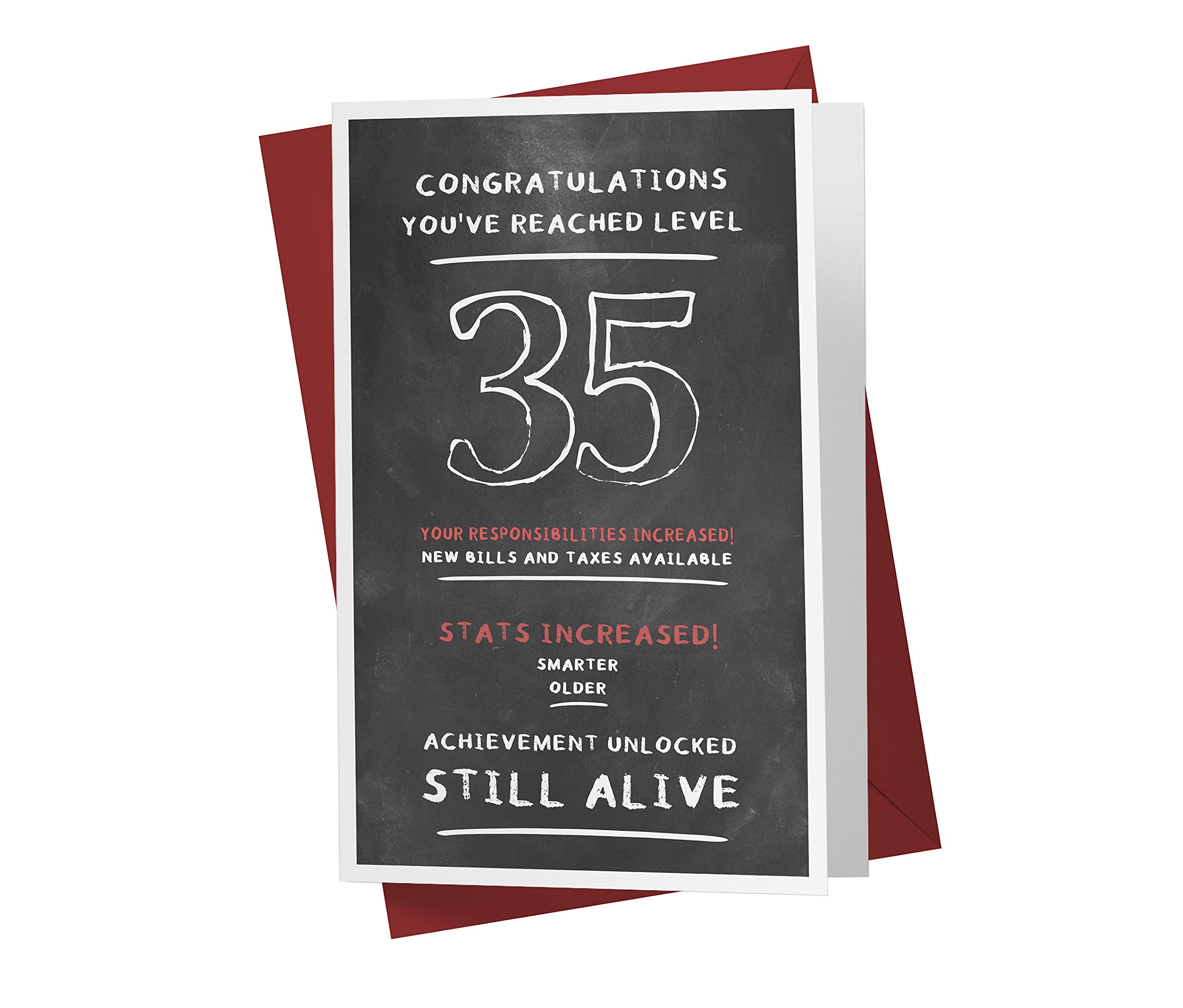 35th Birthday Card for Men & Women - Funny 35 Year Old Anniversary Greeting Card for Dad, Mom, Brother, Sister & Friends | Perfect for Milestone Celebrations, Office Gifts & Surprise Parties | Karto – Level Reached