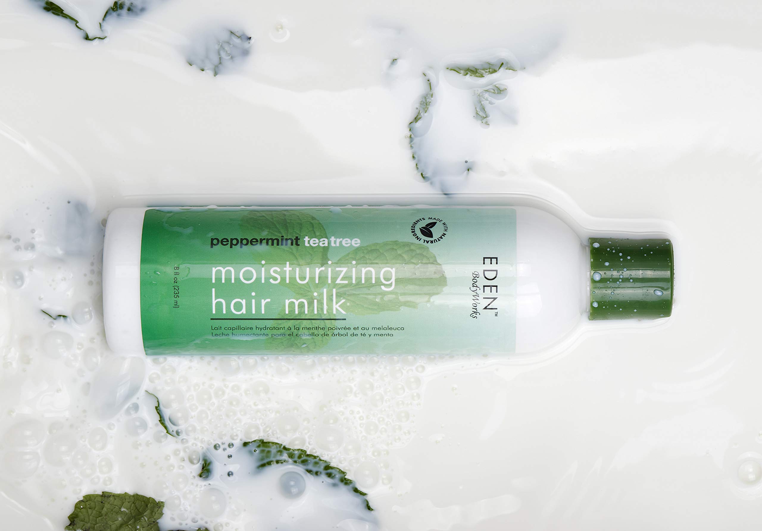 EDEN BodyWorks Peppermint Tea Tree Hair Milk 8 oz - Moisturizing & Nourishing Hair & Scalp Treatment for Dry, Damaged Hair - Refreshing Leave-In Conditioner with Natural Ingredients - Perfect for Daily Hydration & Scalp Care Routine
