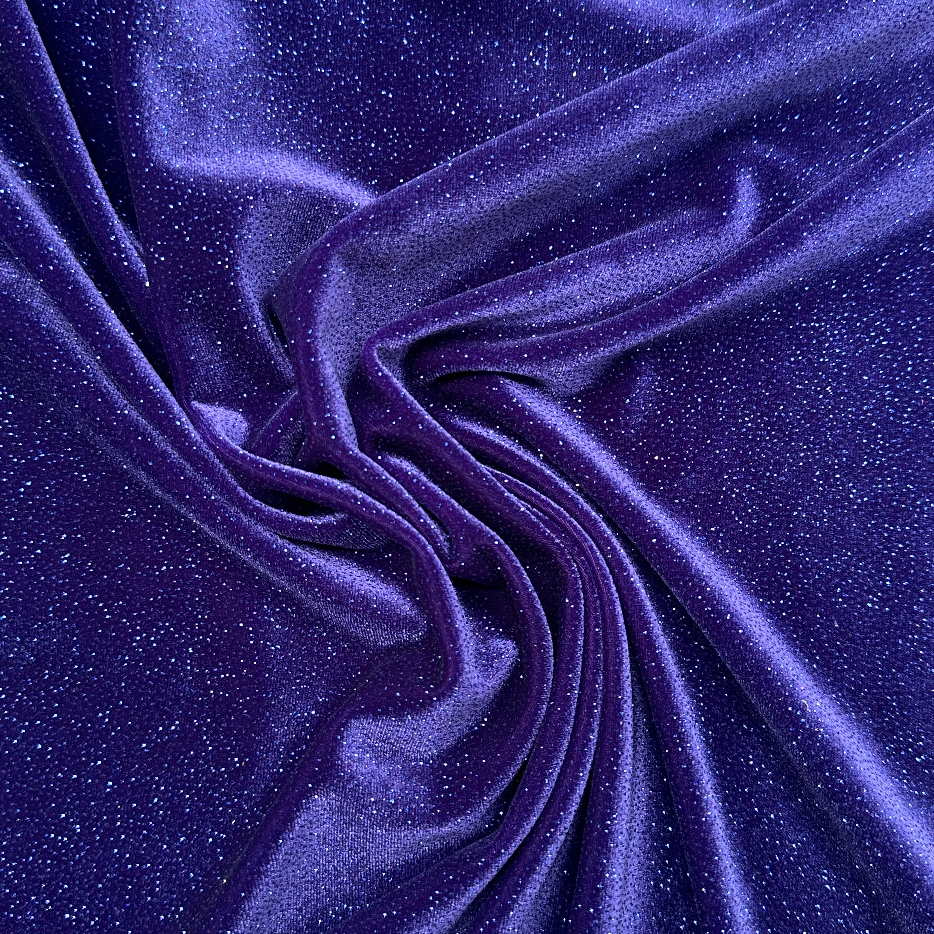Cosmic Velvet Blue Glitter on Purple - Sparkling Fabric for DIY Crafts, Home Decor & Fashion Accessories