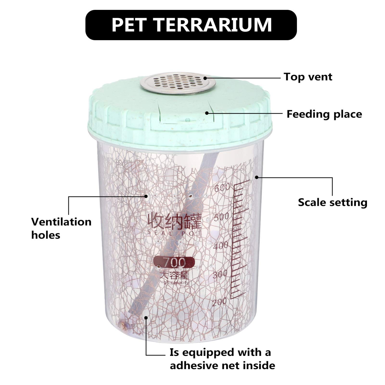 POPETPOP Reptile Terrarium Cage - Portable Pet Habitat for Lizards, Snakes, Mantis & Small Animals | Perfect for Home, Classroom & Breeding Use