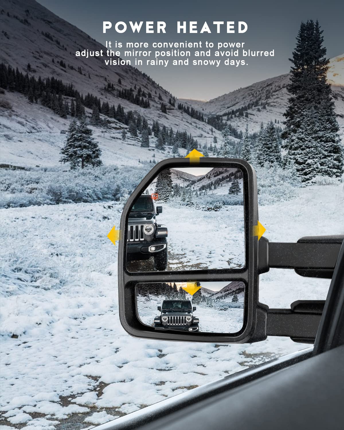 OCPTY Power Heated Towing Mirrors with Turn Signal & Puddle Light - Left Driver & Right Passenger Side Fit for 2015-2017 Ford F150 Pickup Truck (Black Housing, Conversion Plug Included) - Perfect for Towing, Night Driving & Enhanced Visibility
