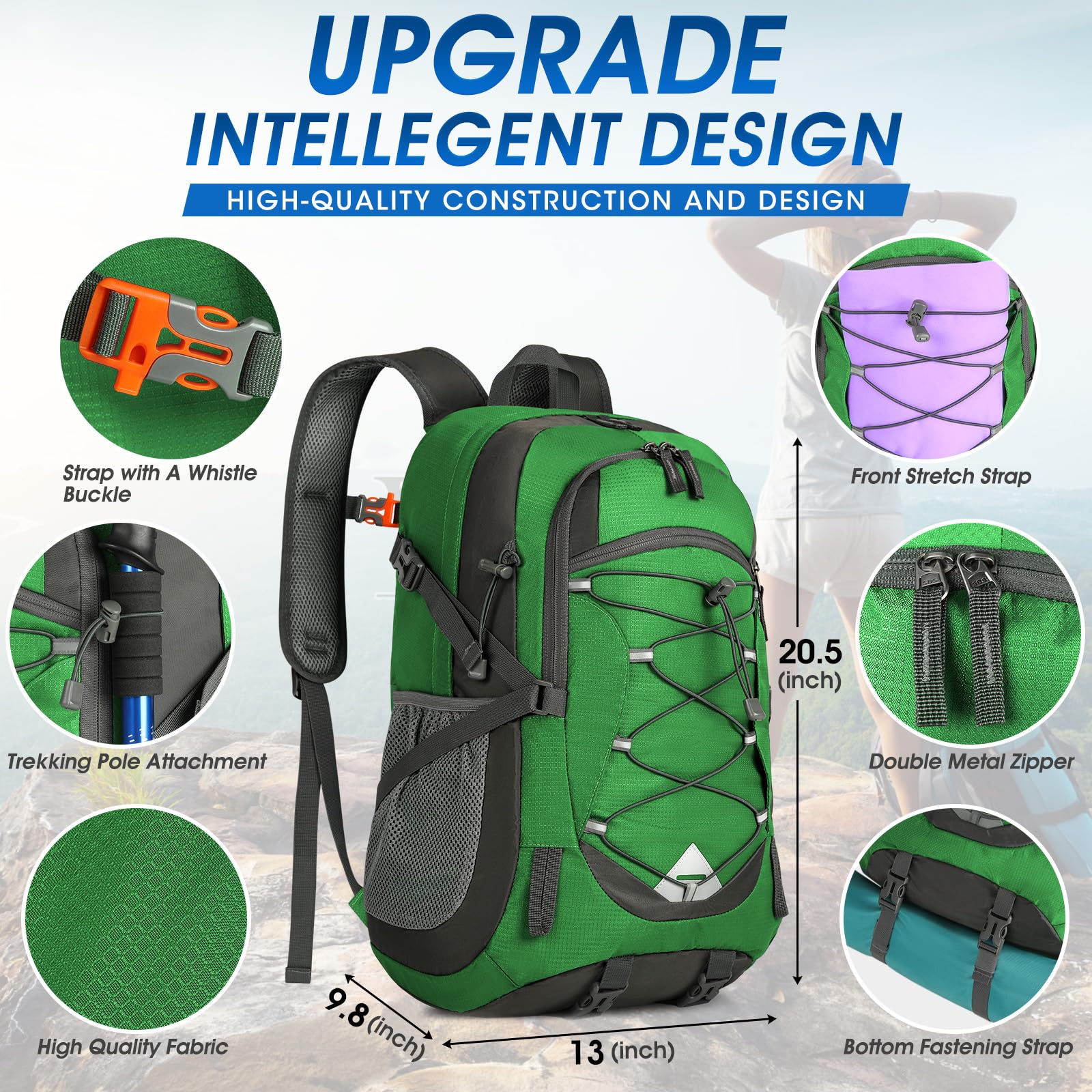 IGOLUMON 40L Lightweight Hiking Backpack - Waterproof Camping Backpack for Men & Women, Packable Travel Daypack for Outdoor Adventures, Hiking, Camping & Daily Commute