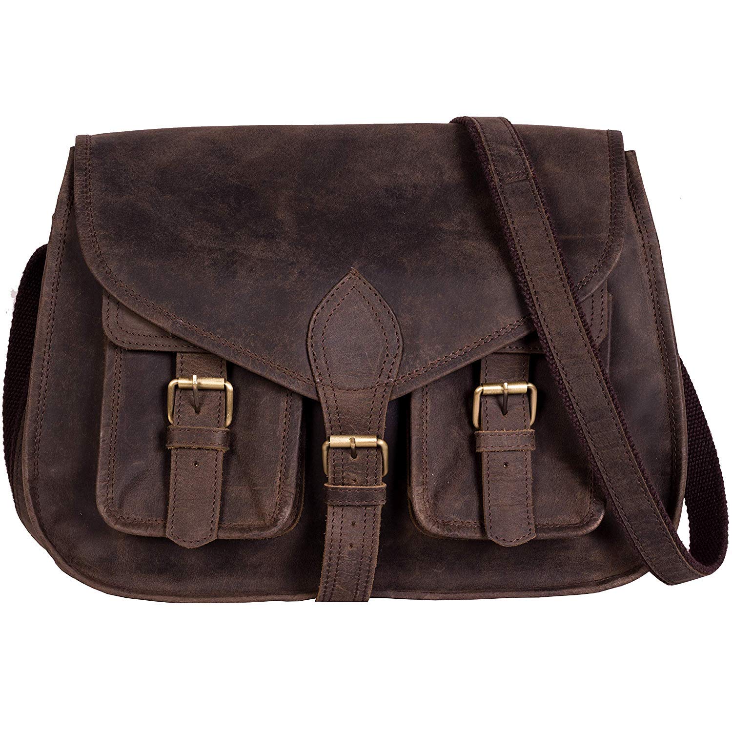 14 Inch Genuine Leather Purse for Women - Stylish Shoulder Bag & Crossbody Satchel - Ladies Tote Handbag for Travel, Work & Everyday Use