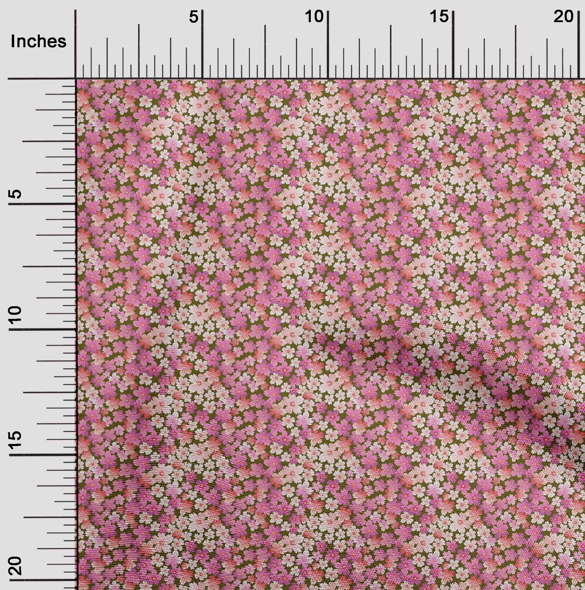 oneOone Cotton Silk Pink Floral Print Fabric by The Yard - 42 Inch Wide Premium Dress Material for Summer Dresses, Blouses & DIY Sewing Projects