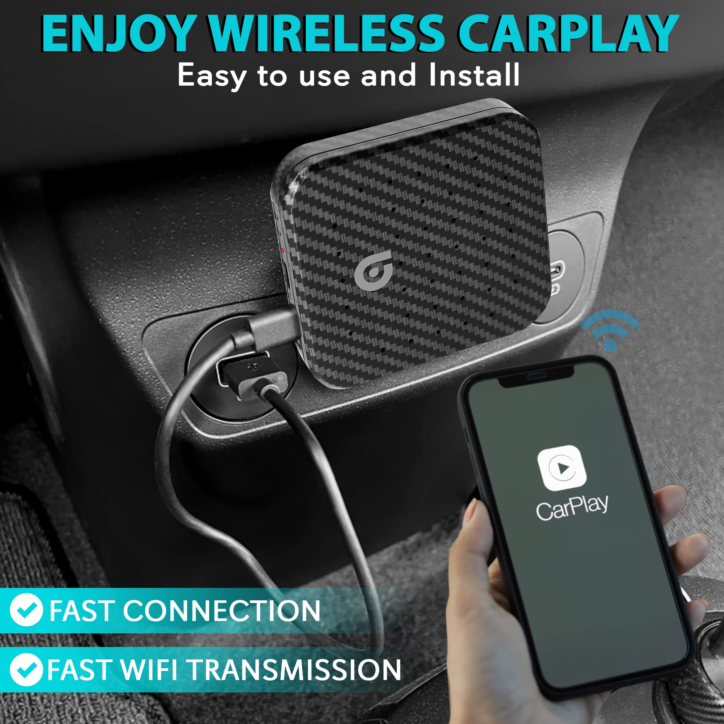 PyleUSA Wireless CarPlay & Android Auto Multimedia Video Box - 4GB RAM 64GB ROM, 2.4GHz/5GHz Dual Band WiFi, Bluetooth, Octa-Core 64Bit Processor, 4K Full HD H.265, USB 3.0 Android Box with Screen Mirroring - Perfect for Car Entertainment & Smartphone Integration