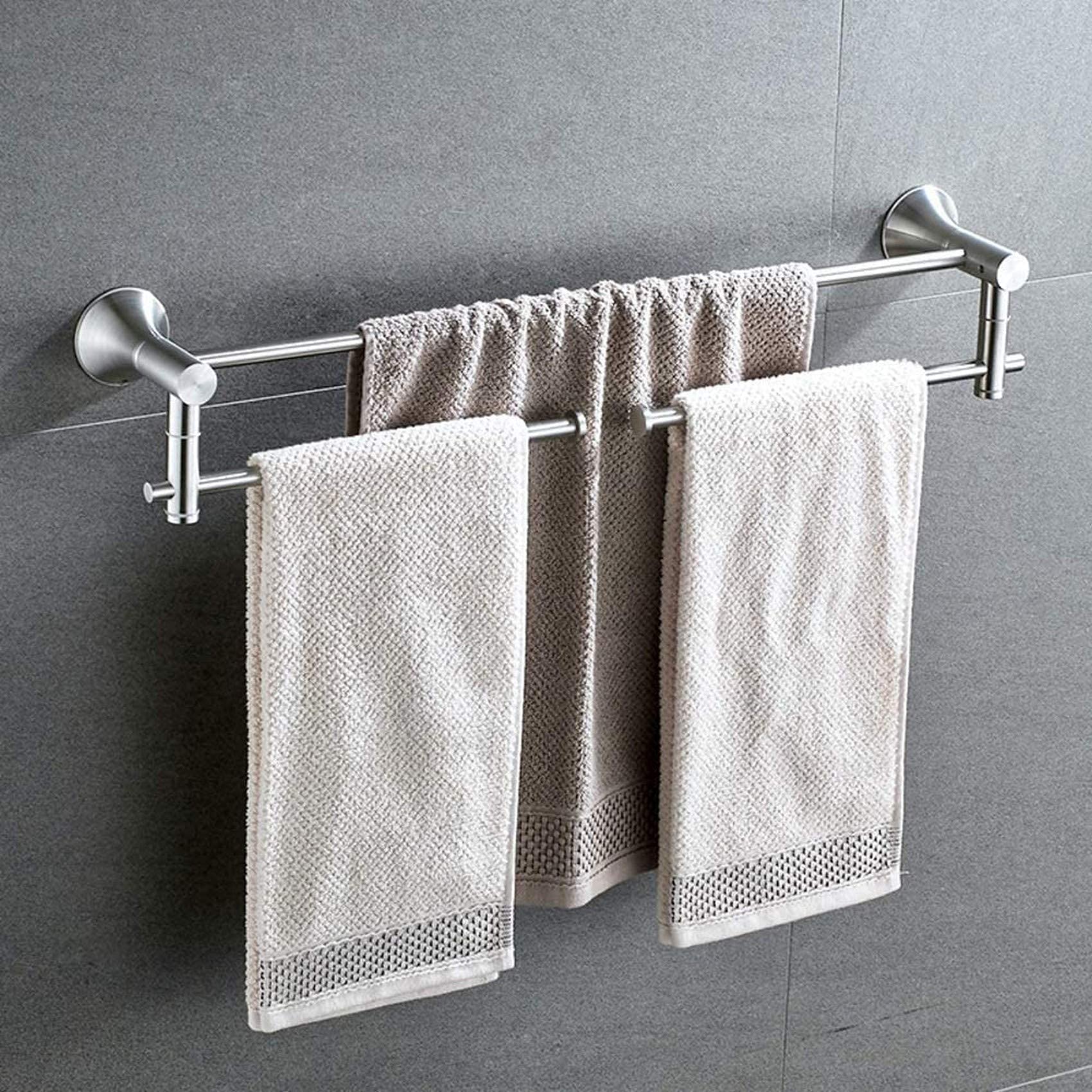 Stainless Steel Towel Rail - Double Pole Rotatable Towel Rack with Matte Brushed Finish, 24 Inch Bathroom Towel Bar for Spa, Hotel & Home Decor (25cm Color Option)